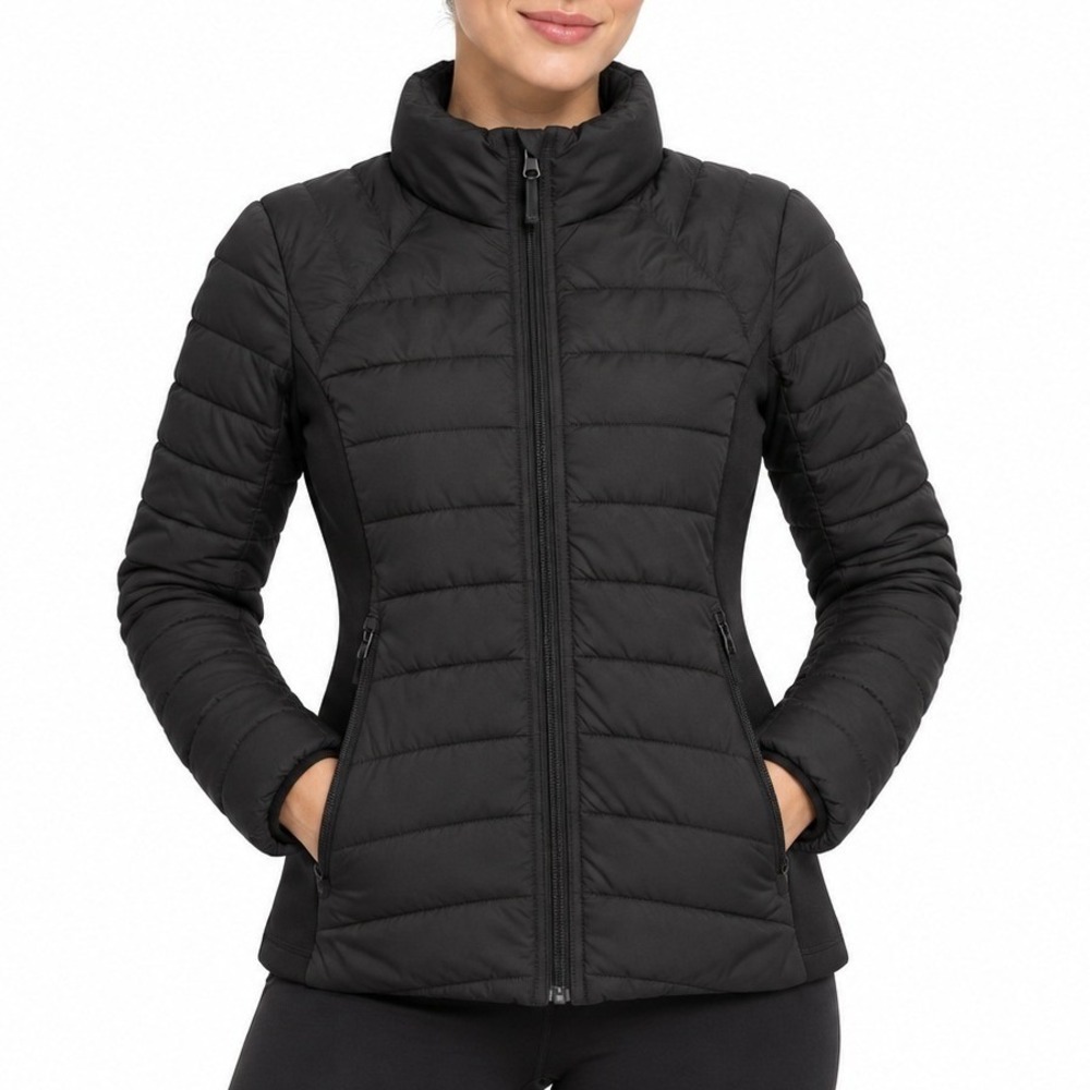 Bernardo Puffer Jacket Women Medium Black Performance EcoPlume Recycled Quilted